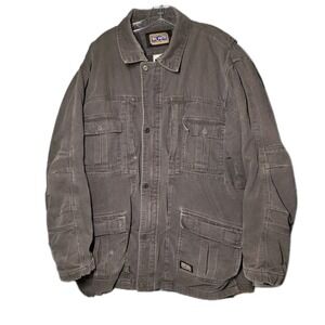 Big Smith Jacket Men's XL Brown Fleece Lined Canvas Full Zip Chore Barn Coat